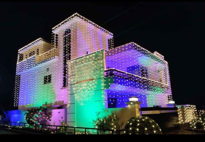 Female performer singing during music event